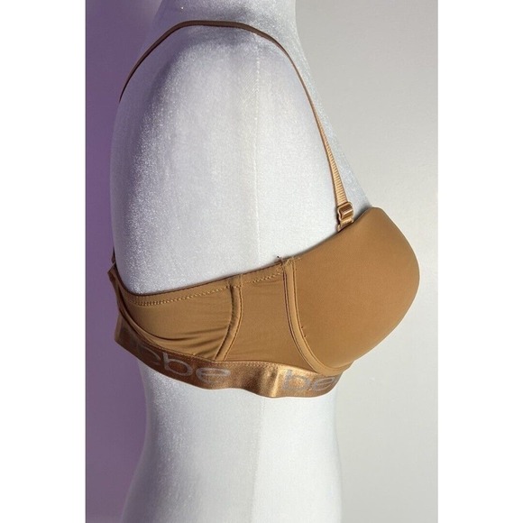 Bebe Bronze Strapless Convertible Strap (removable) Push Up Wireless Bra 38C - Picture 2 of 6